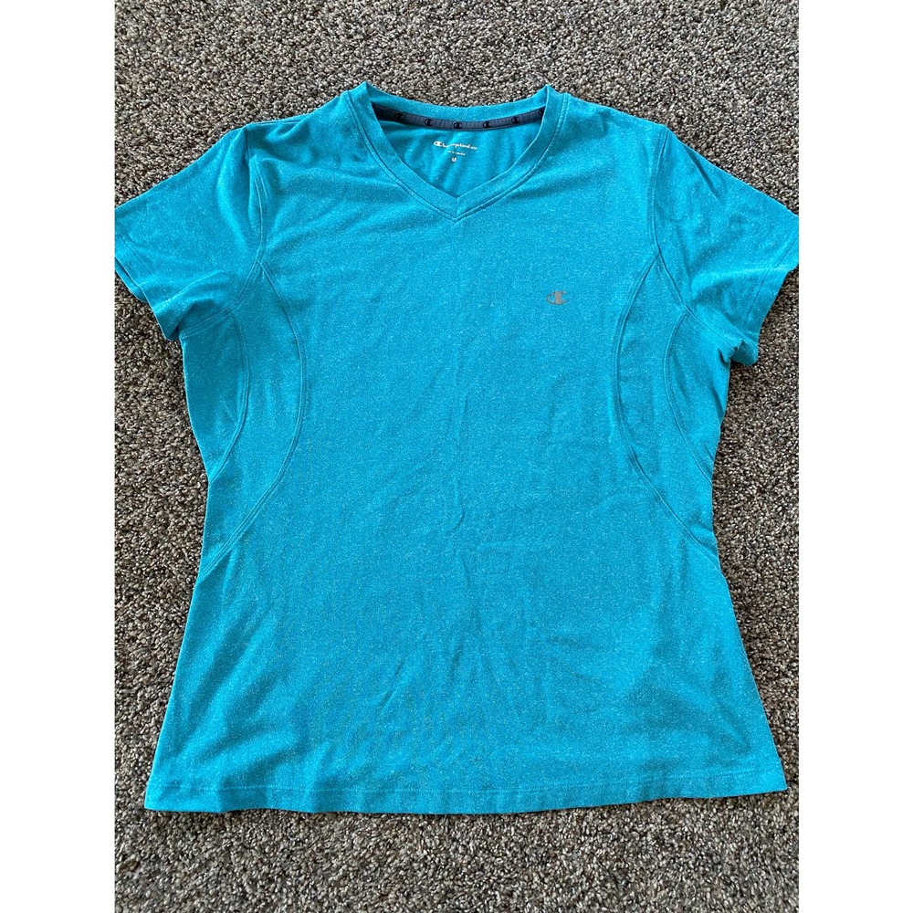 Women's Champion Teal V-neck T-Shirt - Medium - Picture 4 of 5